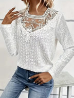 Lace Eyelet Long Sleeve Top