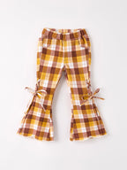Fall Thanksgiving Brown Plaid Bow Trousers