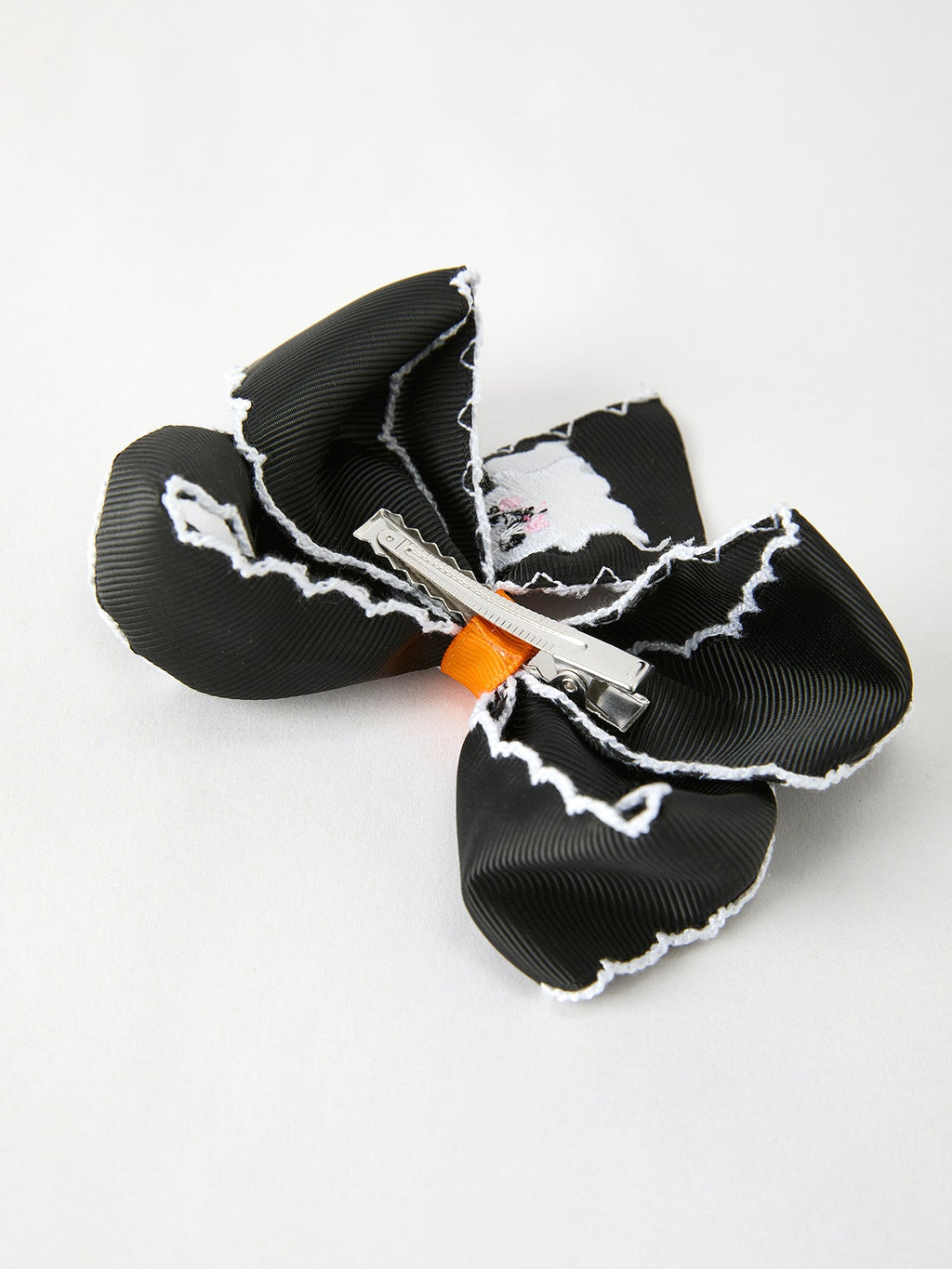 Halloween Ghost Embroidered Black Bow Hairpin