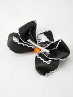 Halloween Ghost Embroidered Black Bow Hairpin