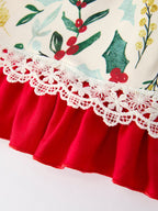 Toddler Girls Christmas Dress – Holiday Floral Print Outfit with Pockets