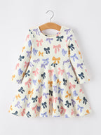 Halloween Bow Girls Dress Long Sleeve Twirl Dress