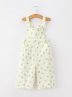 Girls Floral Print Lace Trim Wide Leg Jumpsuit