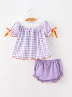 Halloween Ghost Plaid Bow Girls Bloomer Set