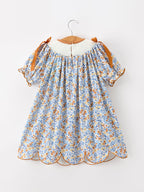 Fall Floral Smocked Girls Dress