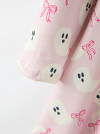 Halloween Ghost Bow Print Girls Long Sleeve Twirl Dress
