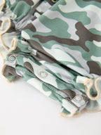 Fall Camo Bow Girls Ruffle Bubble Romper
