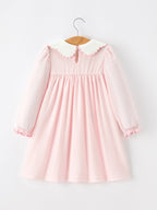 Pink Goose Embroidered Baby Girl Dress Peter Pan Collar Bow Dress