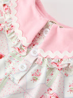 Fall Girls Floral Lace Collar Ruffle Romper Long-sleeved