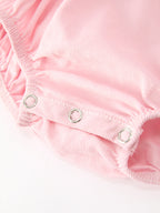 Fall Pink Smocked Baby Girl Corduroy Bubble Romper Peter Pan Collar Floral Detail