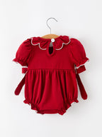 Baby Girls Christmas Reindeer Smocked Bubble Romper