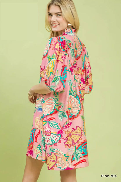 Umgee Paisley Print Mini Dress