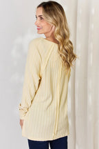 Basic Bae Full Size Ribbed Round Neck Slit T-Shirt