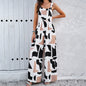 European and American women's spring and summer elegant printed jumpsuit