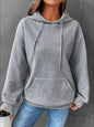 Full Size Textured Kangaroo Pocket Hoodie Plus Size