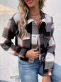 Plaid Button-Down Crop Jacket