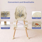 Momfann Baby High Chair with 5-Point Harness