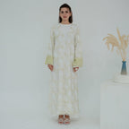 3D Floral Mesh Open Abaya (MOA288)