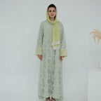 3D Floral Mesh Open Abaya (MOA288)
