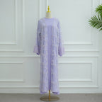 3D Floral Mesh Open Abaya (MOA288)