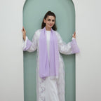 3D Floral Mesh Open Abaya (MOA288)