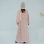3D Floral Mesh Open Abaya (MOA288)