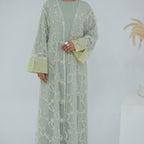 3D Floral Mesh Open Abaya (MOA288)