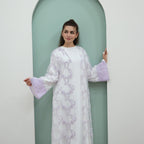 3D Floral Mesh Open Abaya (MOA288)