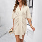 Women's Tiktok Amazon Spring/Summer Elegant Solid Color Waist Dress