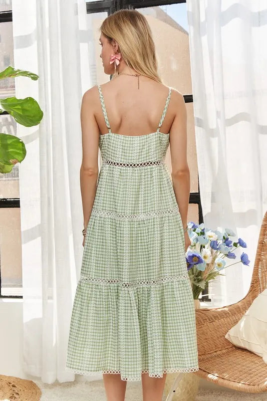 ADORA Gingham Detail Washed Dress
