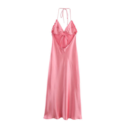 Spring European and American New Fashion Silk Texture Dress