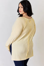 Basic Bae Full Size Ribbed Round Neck Slit T-Shirt
