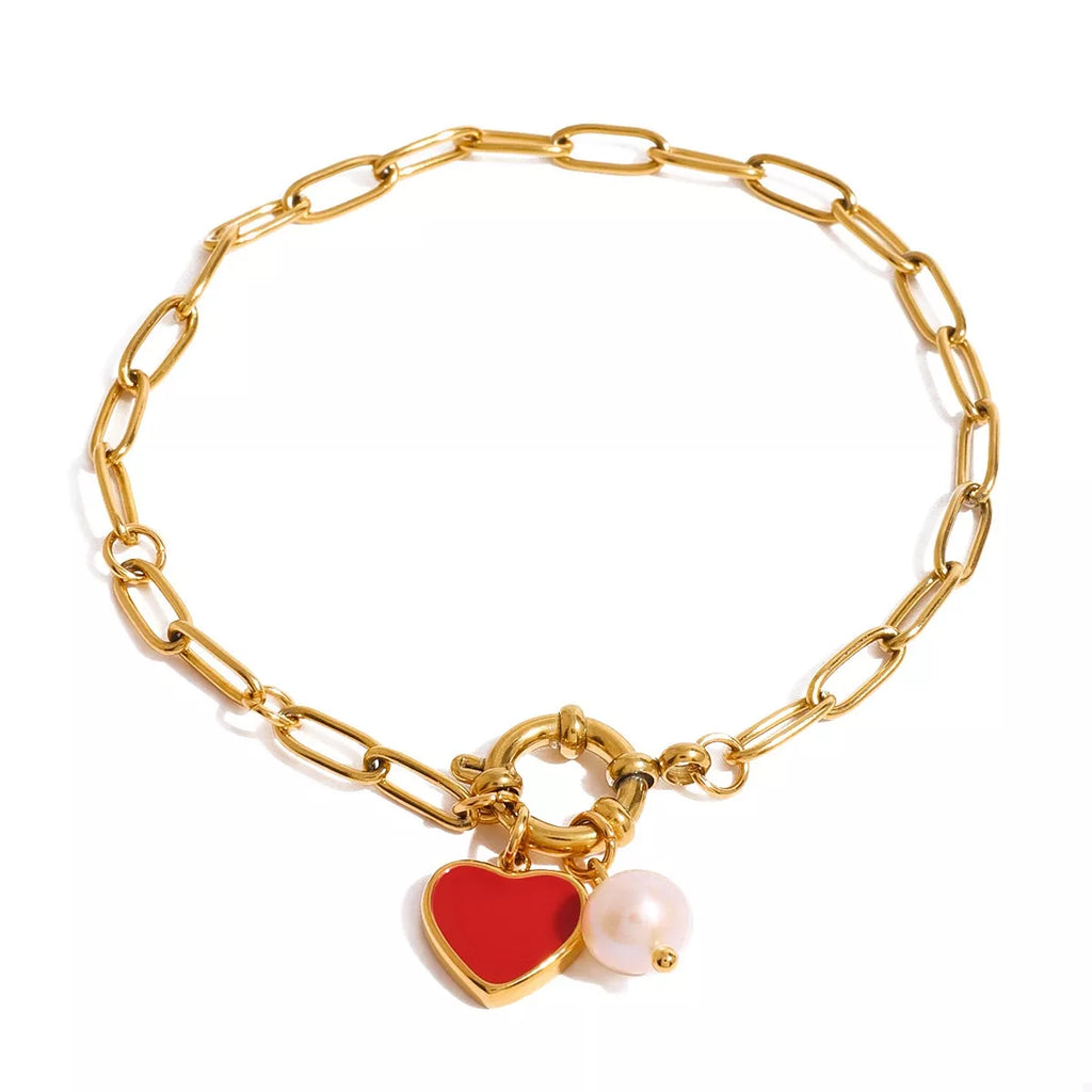 18K Gold-Plated Heart Charm Bracelet