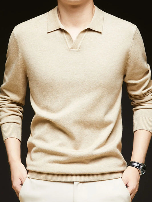 Men's Full Size Collared Neck Long Sleeve Polo Plus Size
