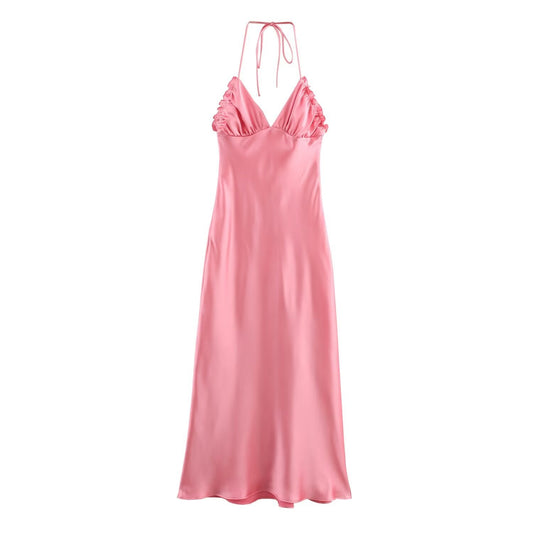 Spring European and American New Fashion Silk Texture Dress