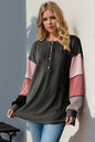 Double Take Full Size Color Block Round Neck Long Sleeve T-Shirt