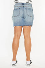 Kancan Full Size Raw Hem High Waist Denim Shorts