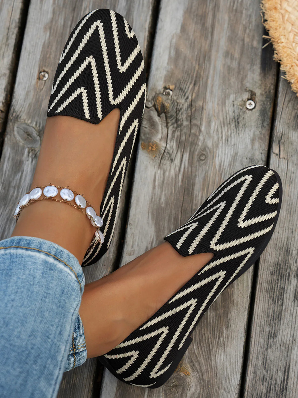 Chevron Pattern Flat Slip-Ons