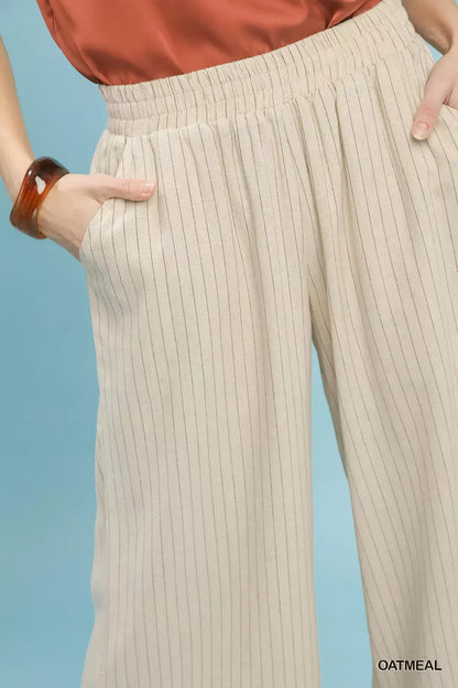 Umgee Pinstripe Wide Leg Pants