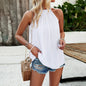 Women's spring and summer temperament casual solid color sleeveless top