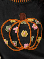 SO ME Pumpkin Floral Embroidered Thanksgiving Sweater