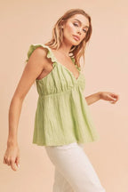 Aemi + Co Sweetheart Neck Ruffled Strap Top