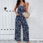 European and American women's spring and summer elegant printed jumpsuit