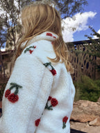 Cherry Plush Jacket for Girls – Zip-Up Winter Coat
