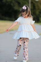 Halloween Black Cat Girls Bell Bottom Pant Set