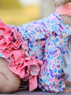 Unicorn Floral Print Girls Long Sleeve Romper