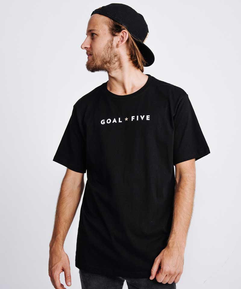 Goal Five Men's Black Cotton T-Shirt