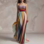 Sexy Tube Top Printed Color Dress