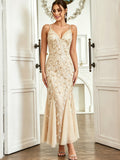 Women Clothing Party Evening Dress Sexy Chiffon Stitching Sequ Dress