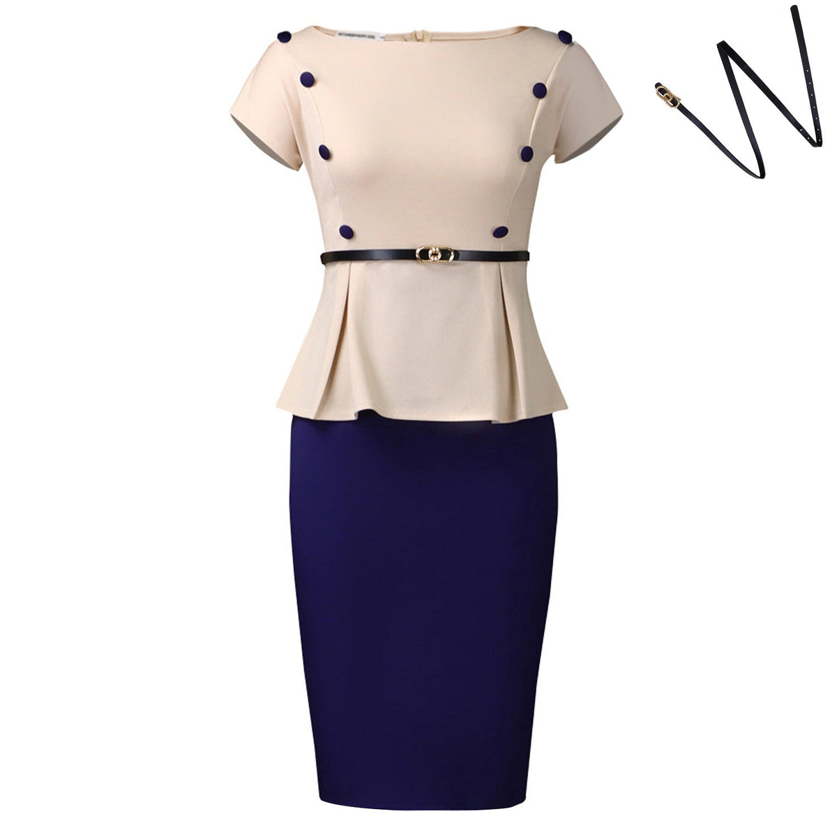 Women Clothing Plus Size Elegant Sheath Office Office Color Matching African Dress